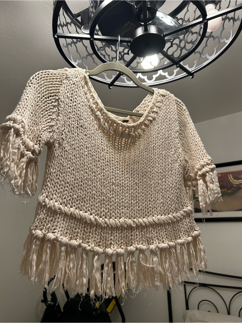 Free People Cream Fringe Women’s Sweater